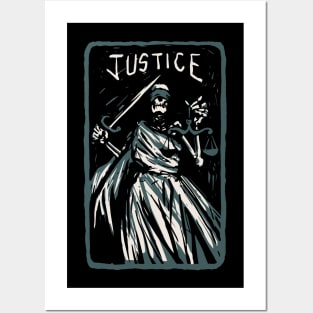 Justice Skeleton Skull Tarot Card Posters and Art